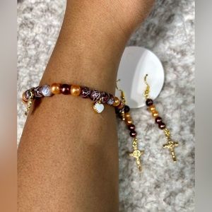 Handmade Chocolate Peanut Butter Bracelet and Earring set